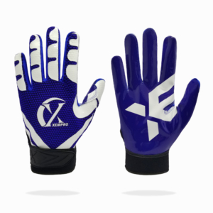 XEIR Pro Football Gloves White - Blue | Ultimate Grip Receiver Gloves