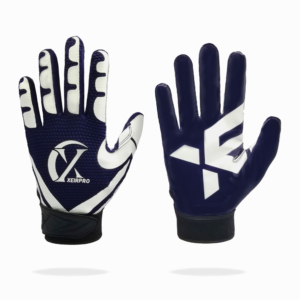 XEIR Pro Football Gloves White - Navy | Ultimate Grip Receiver Gloves